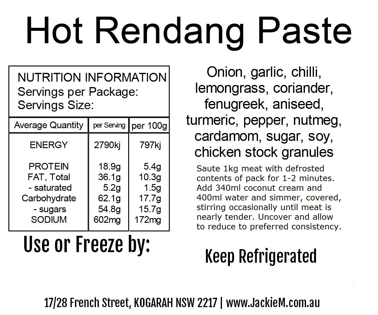 Rendang Paste - Wet (SYDNEY ONLY)