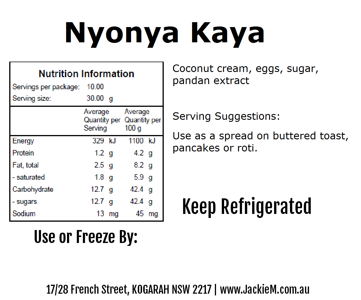Homemade Kaya - Ready To Use (SYDNEY ONLY)
