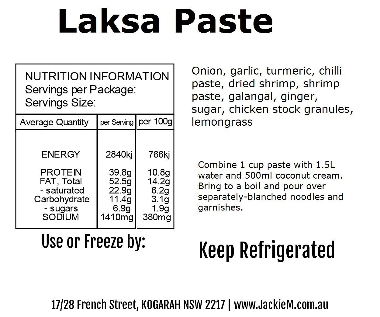 Laksa Paste - Wet (SYDNEY ONLY)