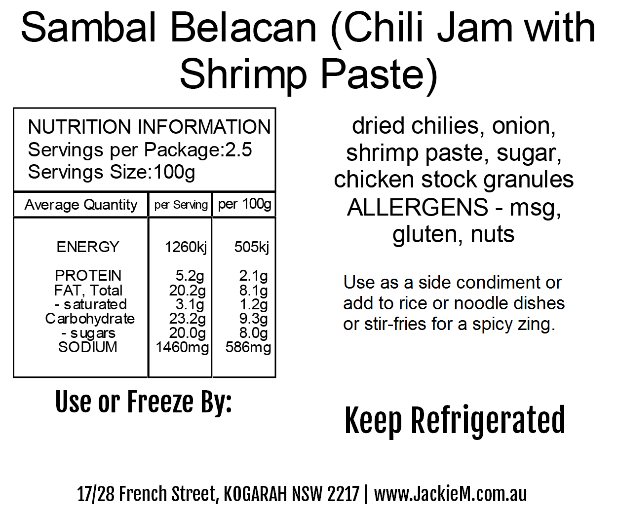 Sambal Belacan - Ready To Use (SYDNEY ONLY)