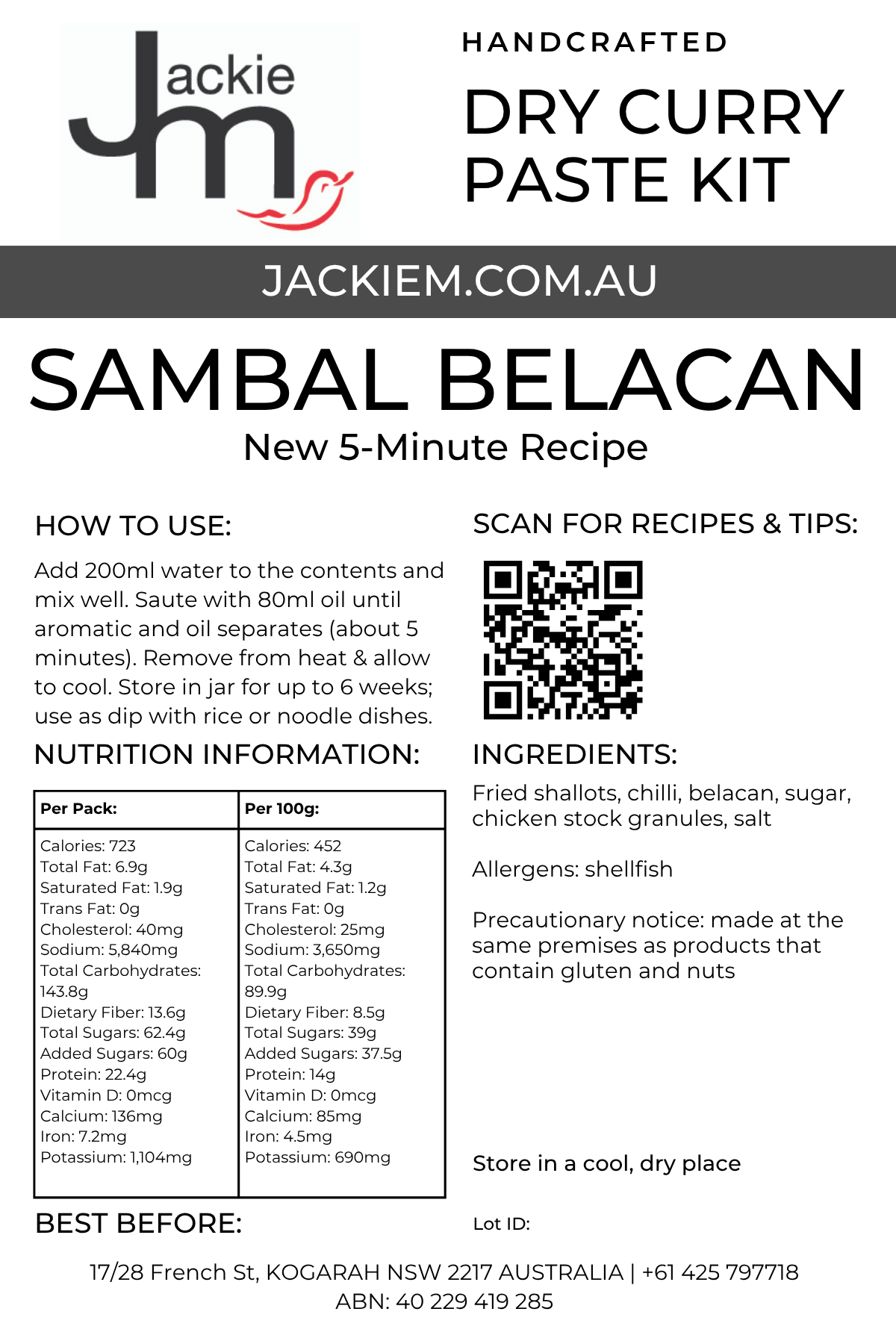 Handcrafted - Dry Sambal Belacan Kit (5-min Recipe)
