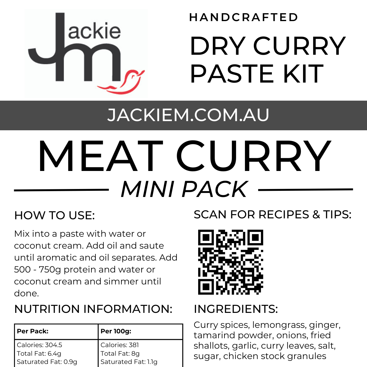 [Mini Pack] Handcrafted - Meat Curry Dry Curry Paste Kit