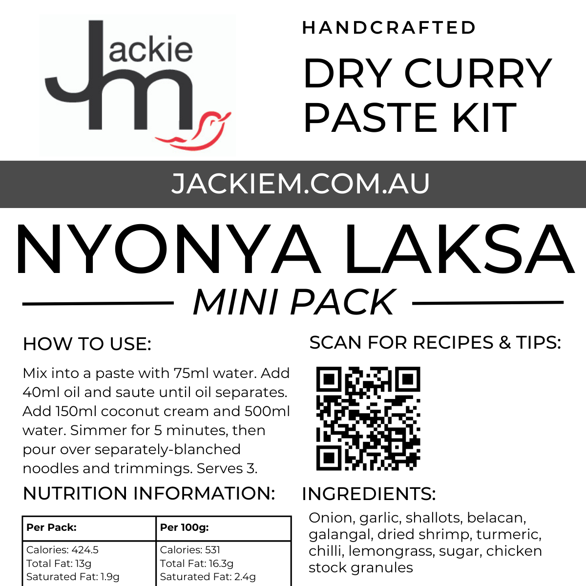 [Mini Pack] Handcrafted - Laksa Nyonya Dry Spice Paste Kit