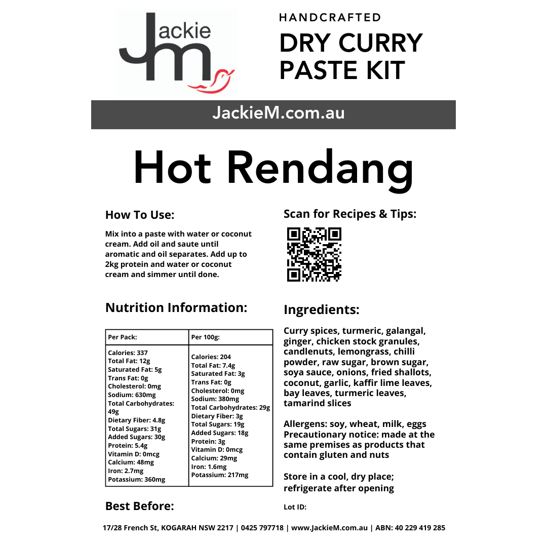 Handcrafted - Hot Rendang Dry Curry Paste Kit