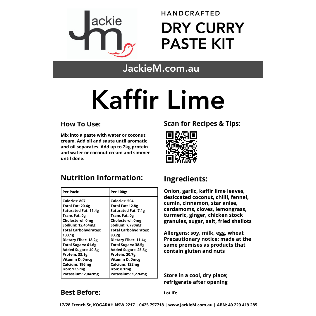 Handcrafted - Kaffir Lime Dry Curry Paste Kit
