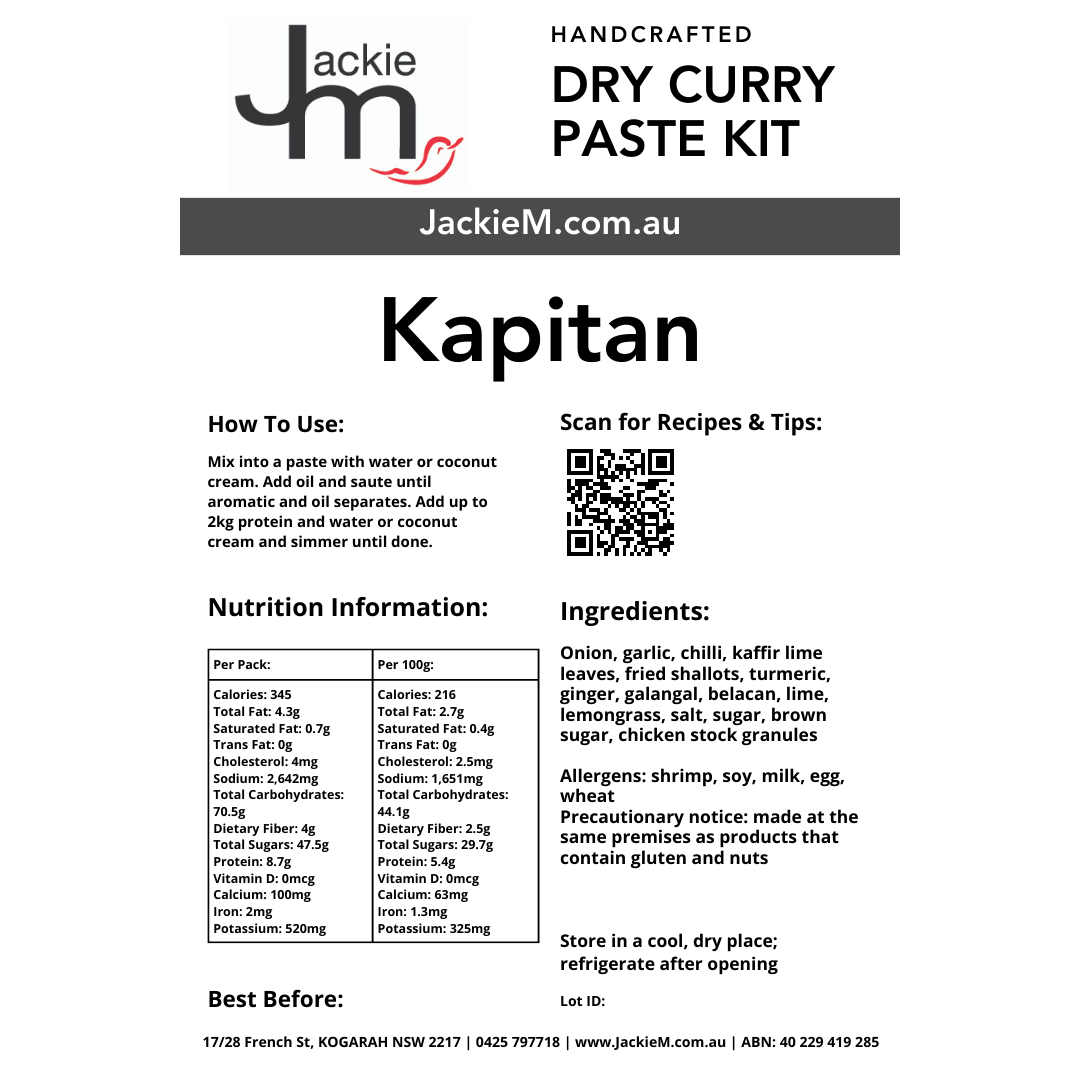 Handcrafted - Kapitan Dry Curry Paste Kit