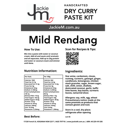 Handcrafted - Mild Rendang Dry Curry Paste Kit
