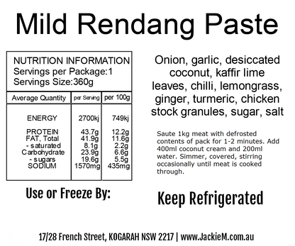 Mild Rendang Paste - Wet (SYDNEY ONLY)