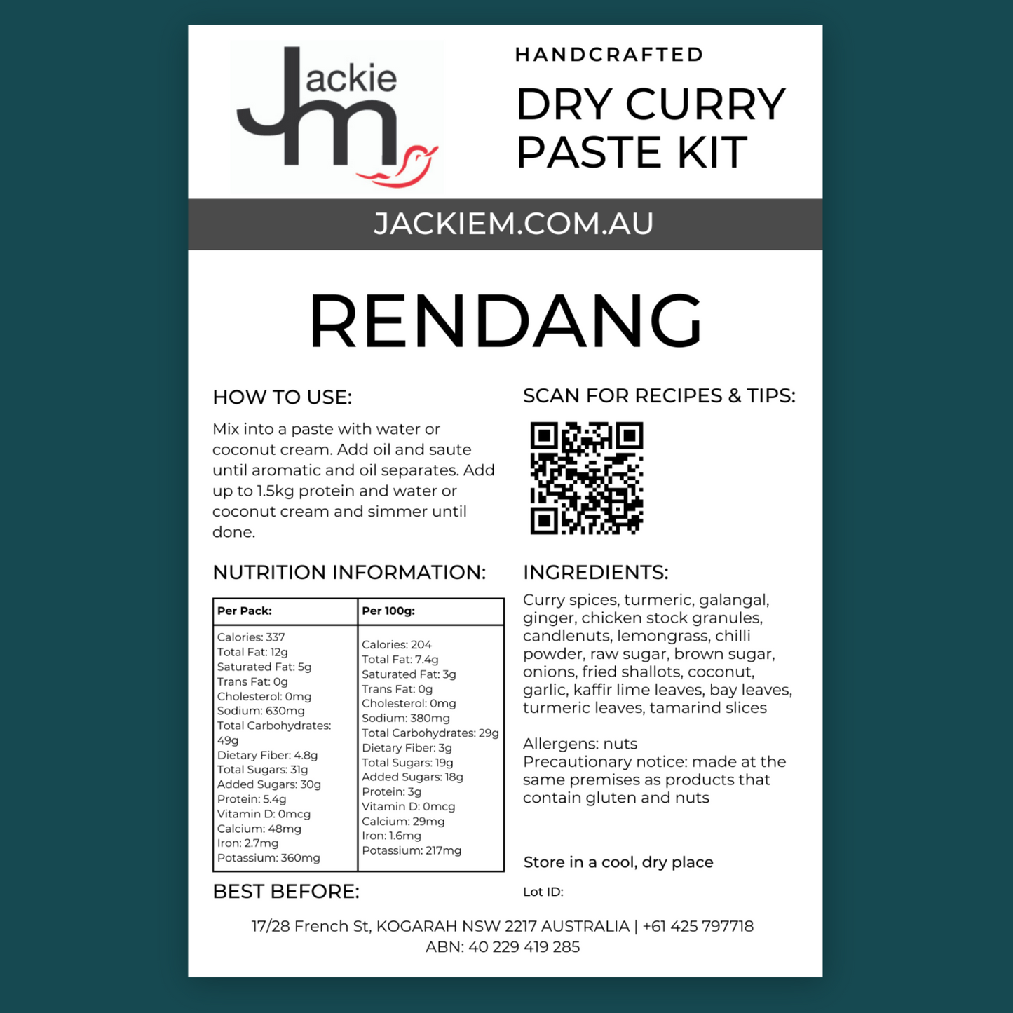 Handcrafted - Rendang Dry Curry Paste Kit