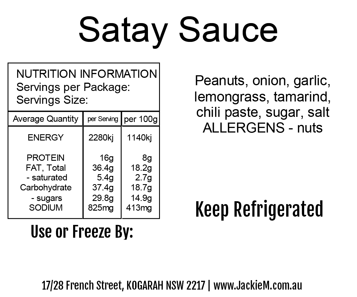 Satay Sauce - Ready To Use (SYDNEY ONLY)